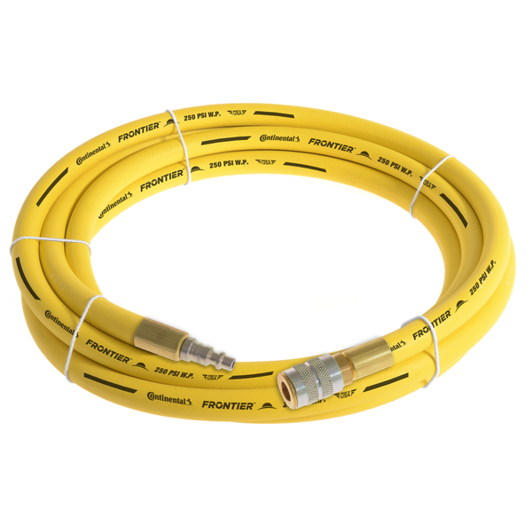 Continental 3/8" x 15' Yellow EPDM Air Hose, 300 PSI, 3/8" Ind. Interchange M+F QC HZY03830-15-51